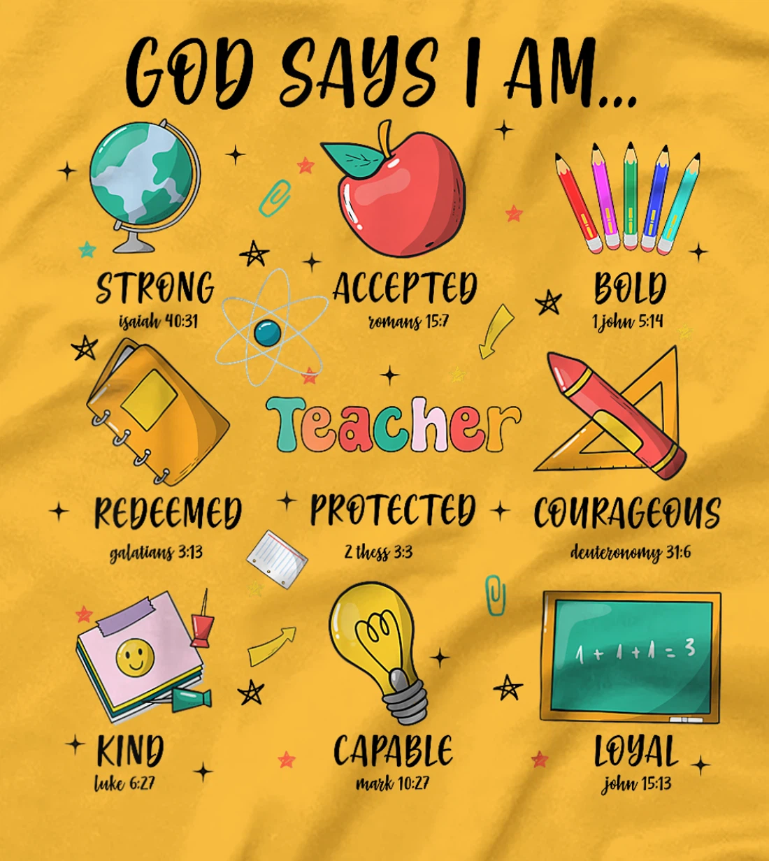 Teacher Christian God Says I Am Bible Verse Religious Teach T-Shirt