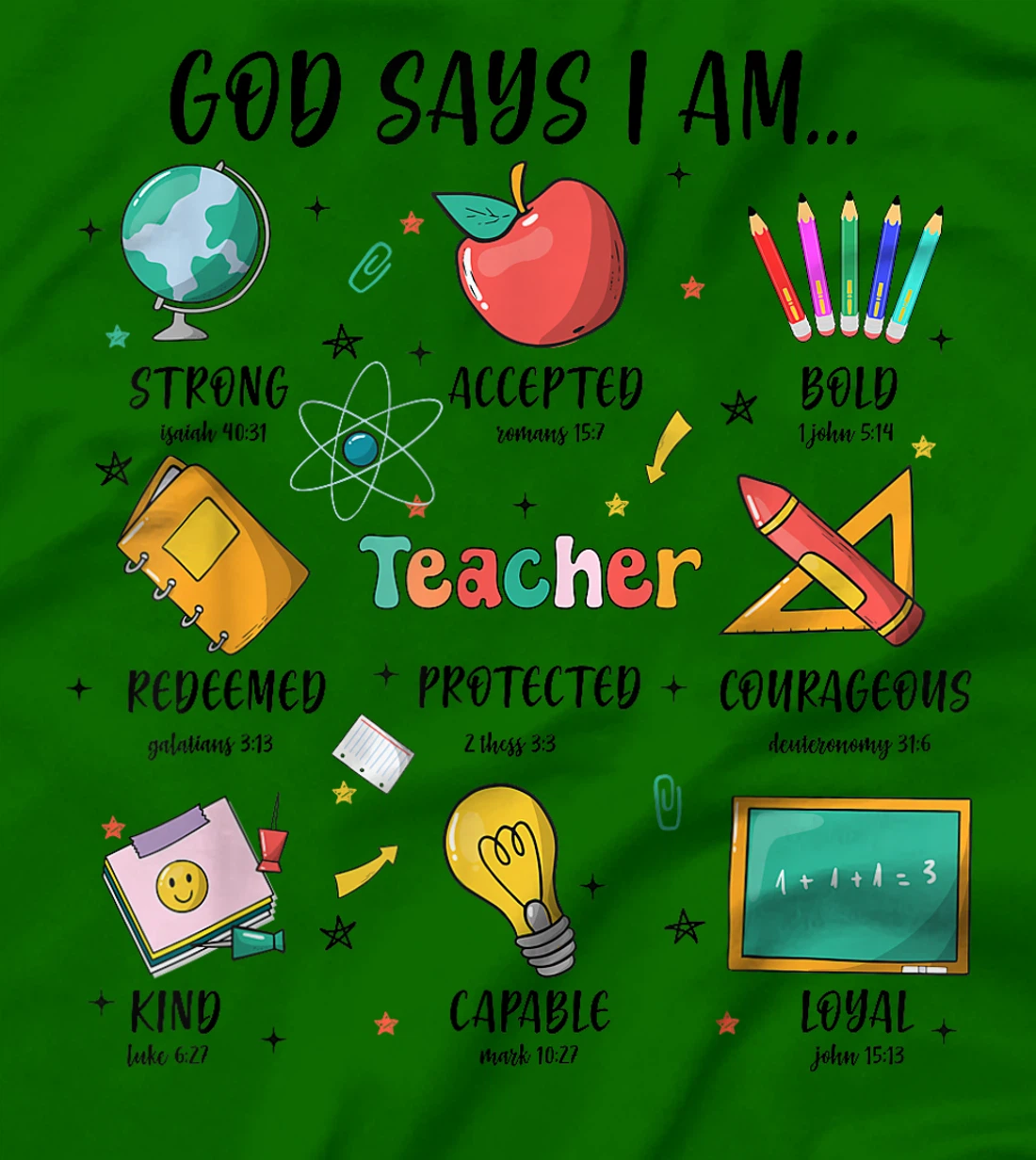 Teacher Christian God Says I Am Bible Verse Religious Teach T-Shirt