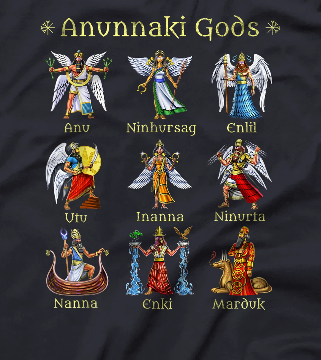 Anunnaki Gods Ancient Sumerian Civilization Mythology Deity T-Shirt