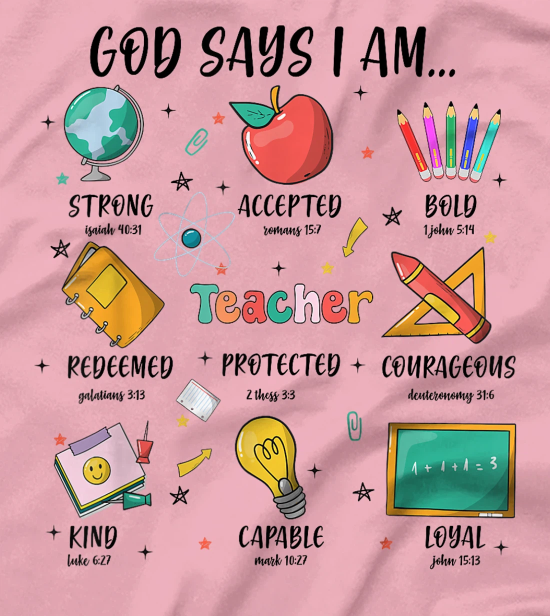 Teacher Christian God Says I Am Bible Verse Religious Teach T-Shirt