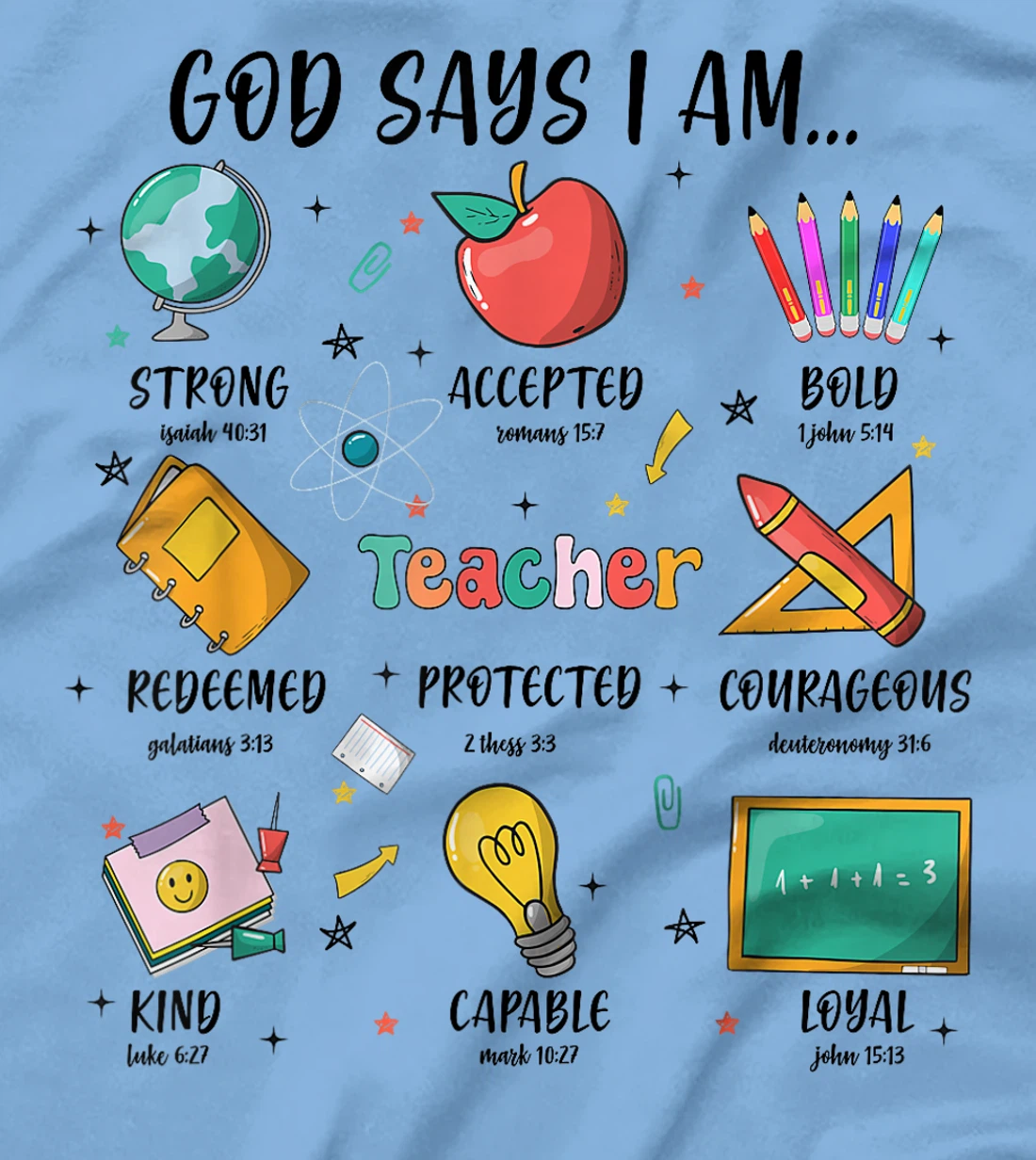 Teacher Christian God Says I Am Bible Verse Religious Teach T-Shirt