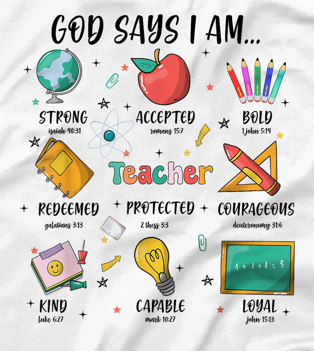 Teacher Christian God Says I Am Bible Verse Religious Teach T-Shirt