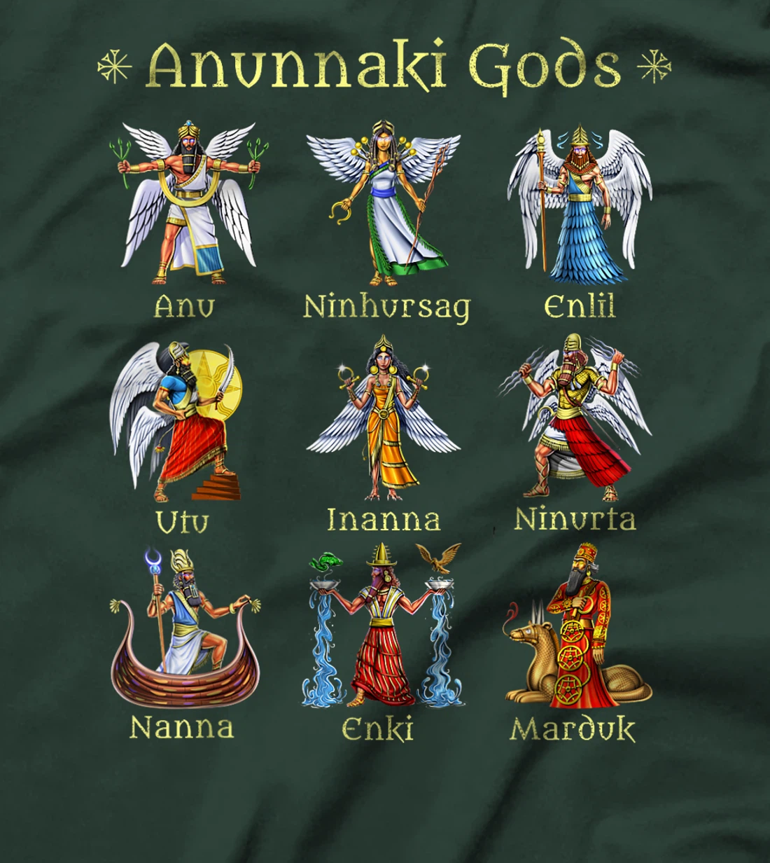 Anunnaki Gods Ancient Sumerian Civilization Mythology Deity T-Shirt