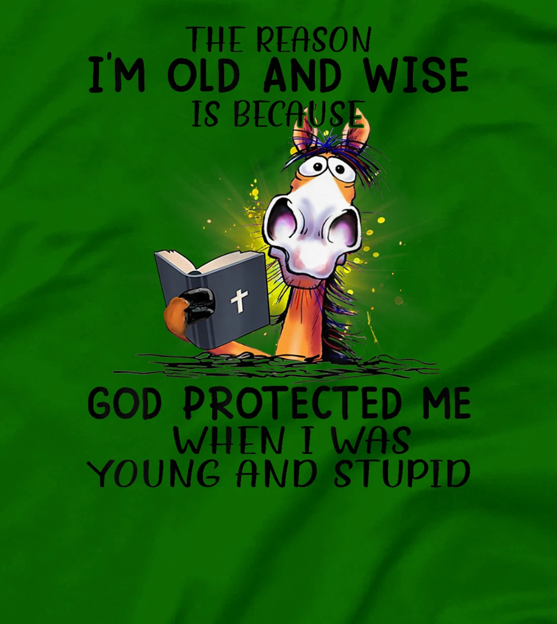 Horse The Reason I'm Old And Wise Is Because God Protected T-Shirt