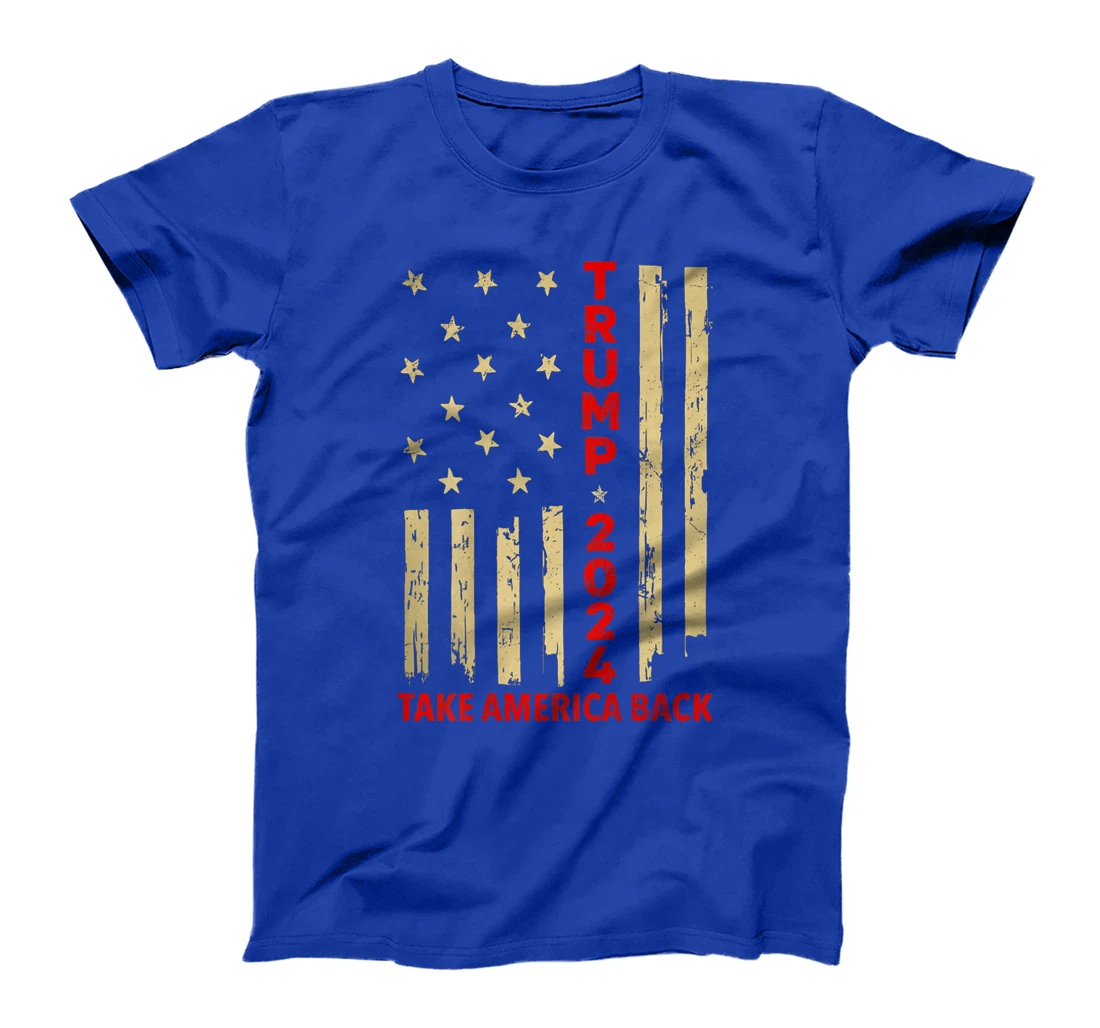 Donald Trump 2024 Take America Back American Flag (On Back) T-Shirt