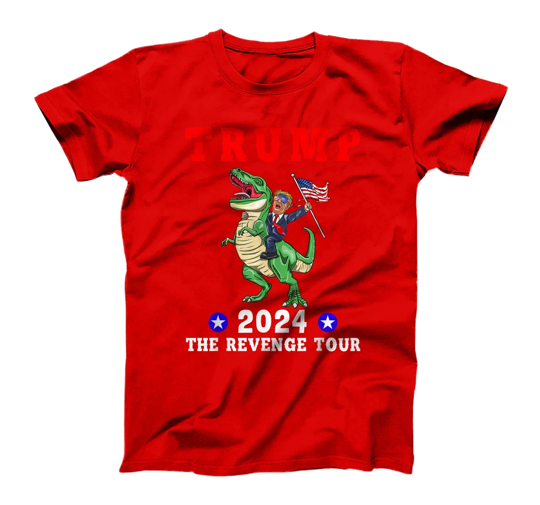 Trump 2024 The Revenge Tour Riding Dinosaur American Flag T-Shirt