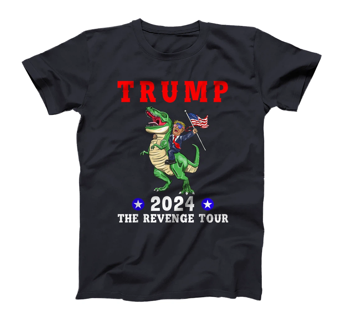 Trump 2024 The Revenge Tour Riding Dinosaur American Flag T-Shirt