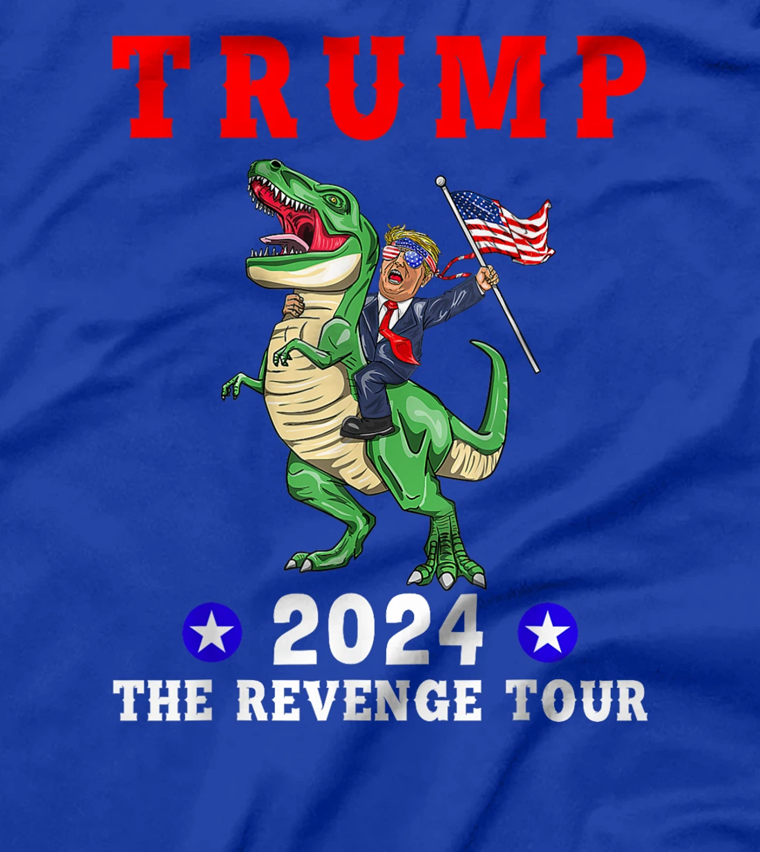 Trump 2024 The Revenge Tour Riding Dinosaur American Flag T-Shirt