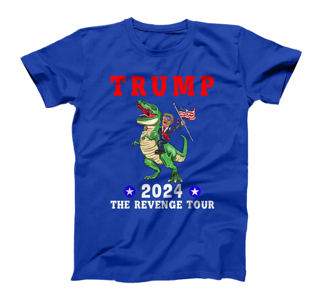 Trump 2024 The Revenge Tour Riding Dinosaur American Flag T-Shirt