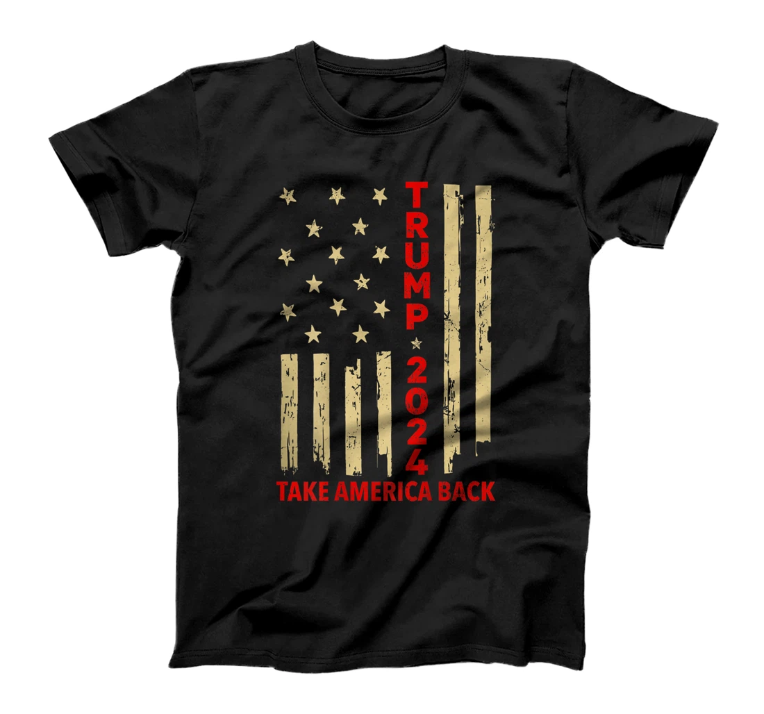 Donald Trump 2024 Take America Back American Flag (On Back) T-Shirt