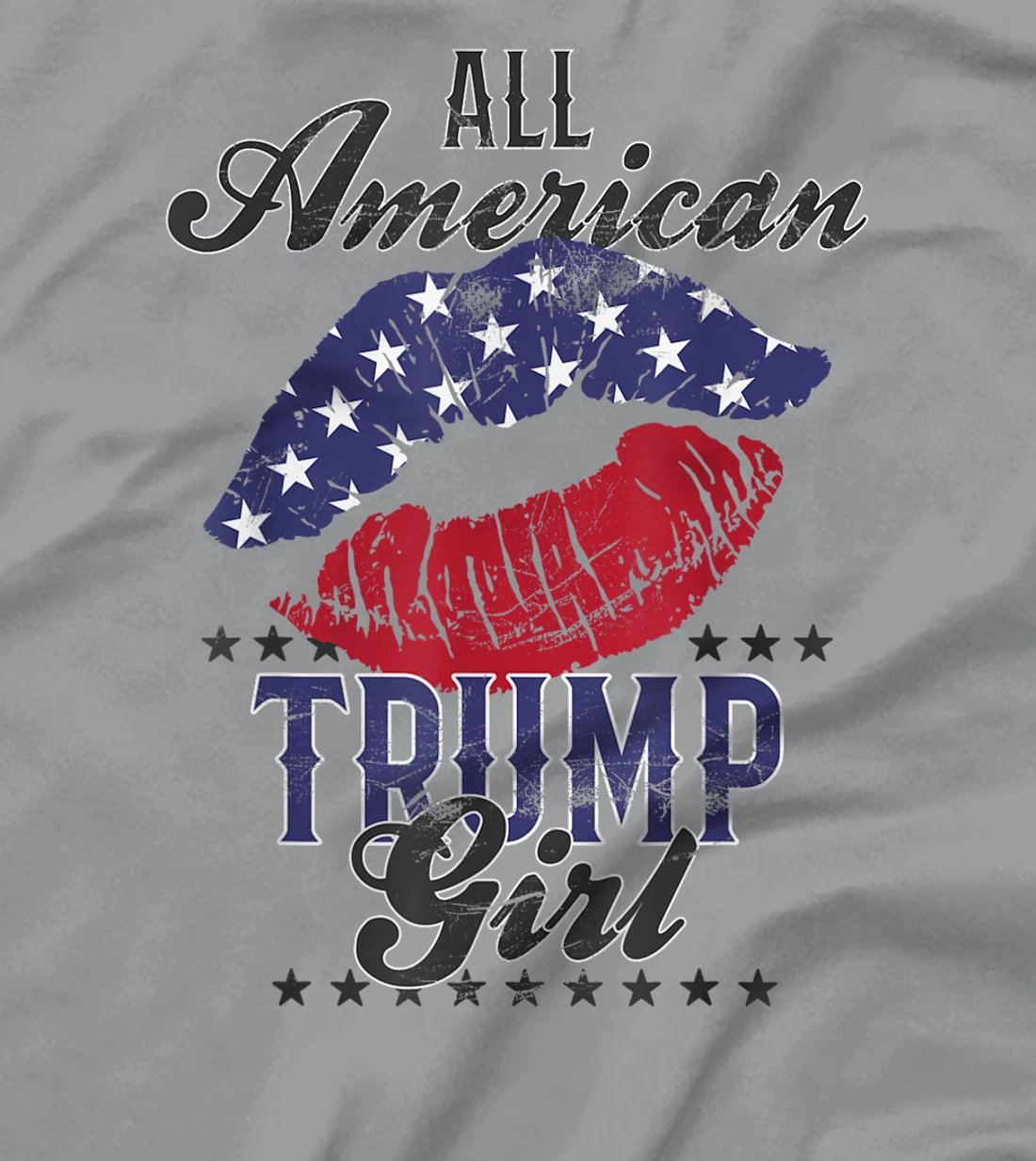 All American Trump Girl USA Flag Lips GOP Vote 2024 T-Shirt