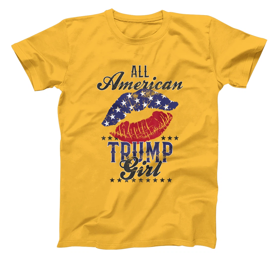 All American Trump Girl USA Flag Lips GOP Vote 2024 T-Shirt