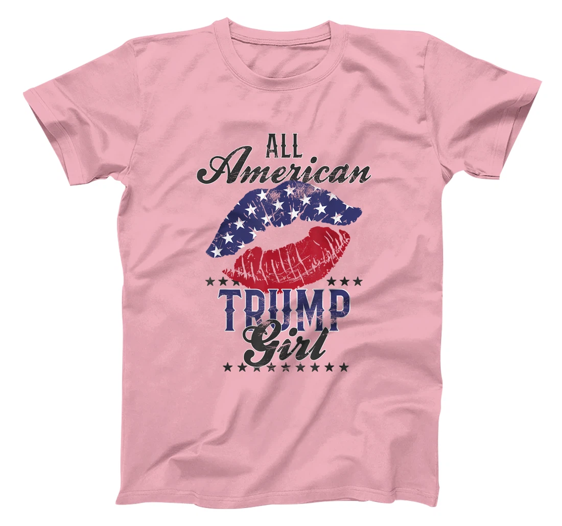 All American Trump Girl USA Flag Lips GOP Vote 2024 T-Shirt