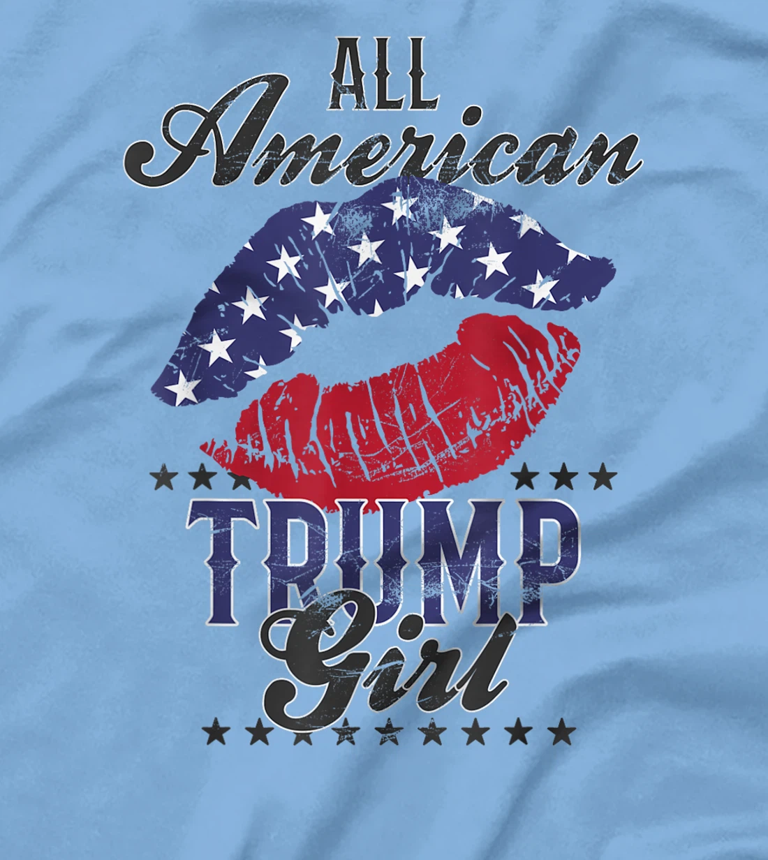 All American Trump Girl USA Flag Lips GOP Vote 2024 T-Shirt