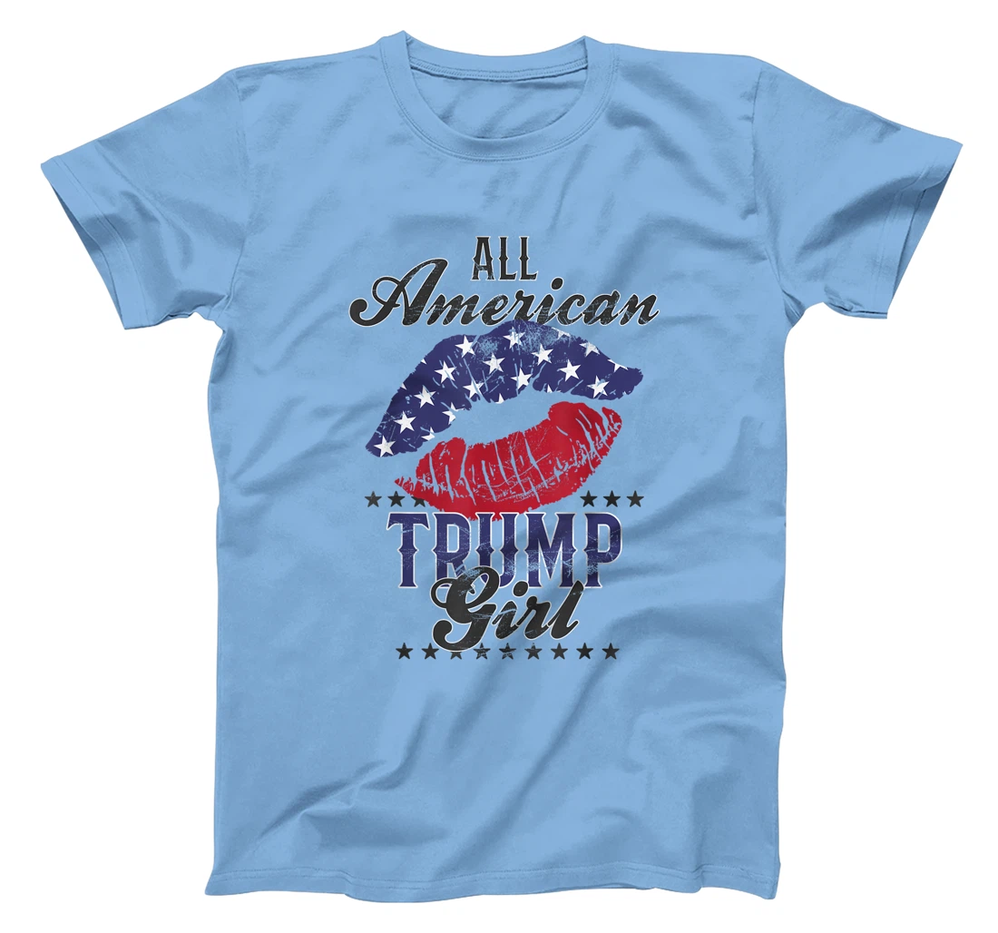 All American Trump Girl USA Flag Lips GOP Vote 2024 T-Shirt