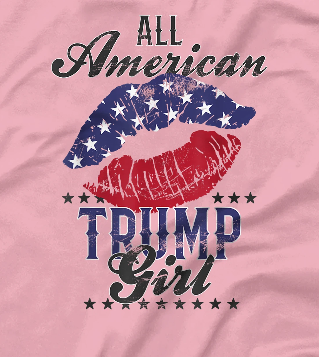 All American Trump Girl USA Flag Lips GOP Vote 2024 T-Shirt