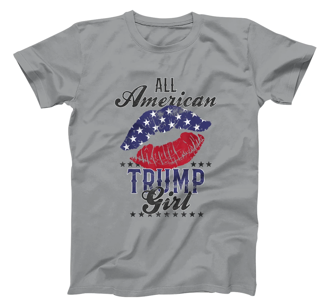 All American Trump Girl USA Flag Lips GOP Vote 2024 T-Shirt