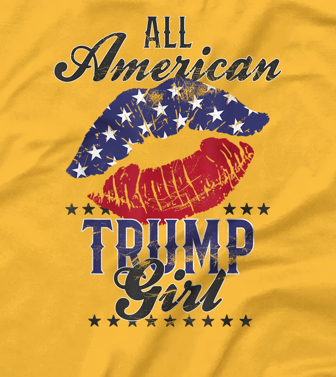 All American Trump Girl USA Flag Lips GOP Vote 2024 T-Shirt
