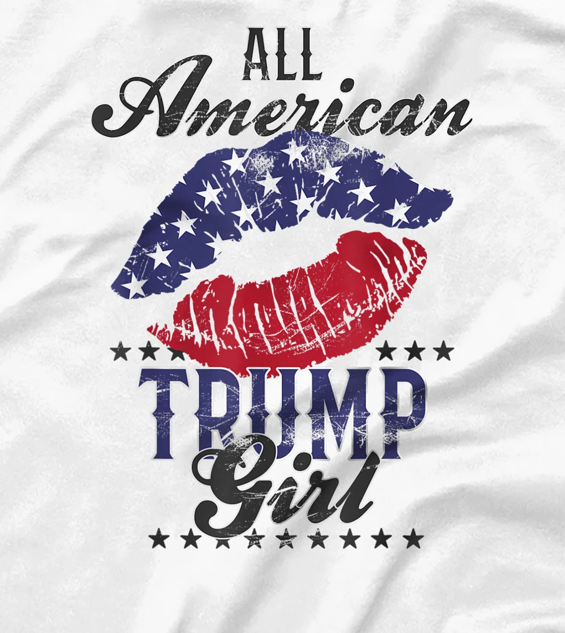 All American Trump Girl USA Flag Lips GOP Vote 2024 T-Shirt