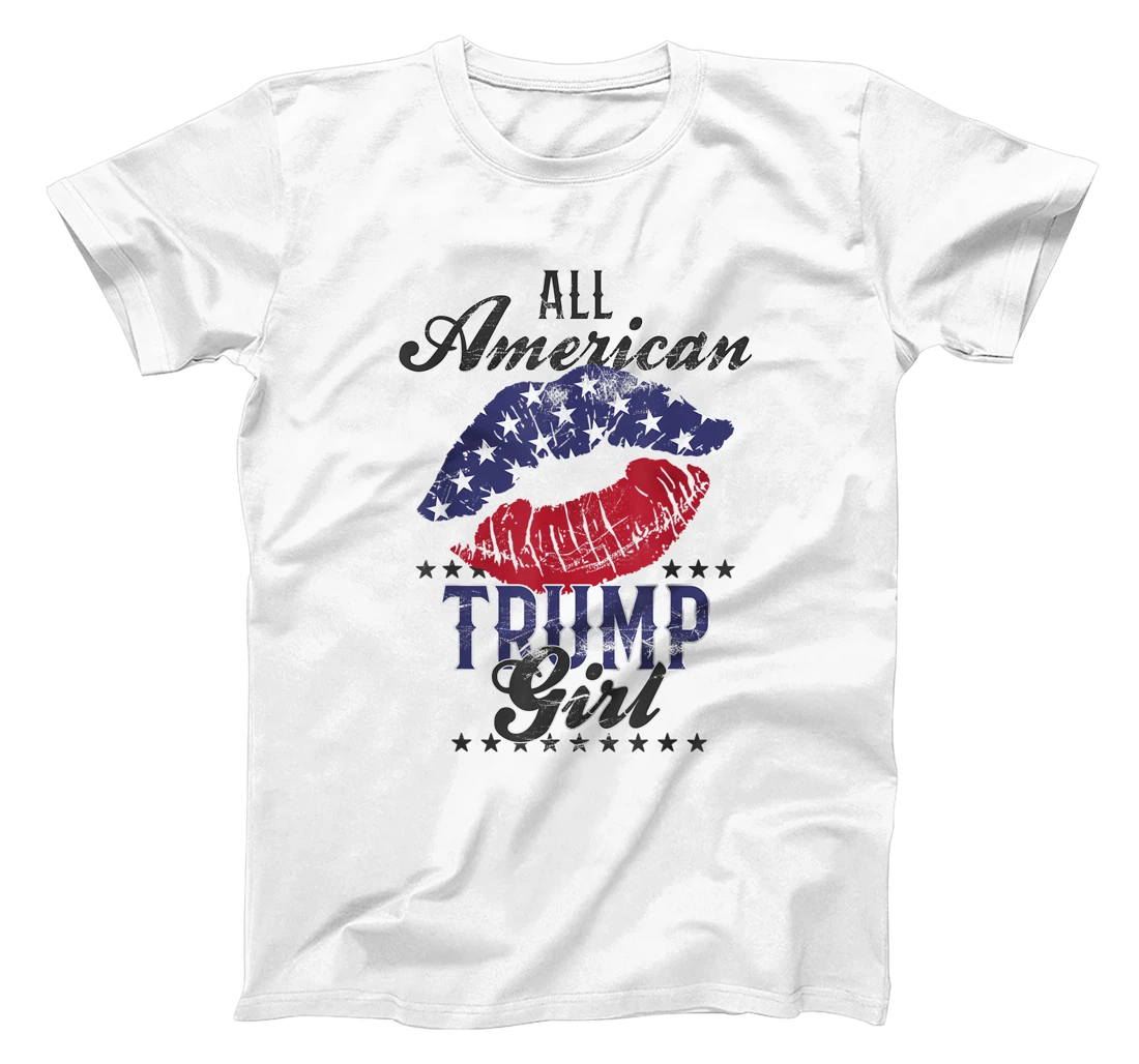 All American Trump Girl USA Flag Lips GOP Vote 2024 T-Shirt