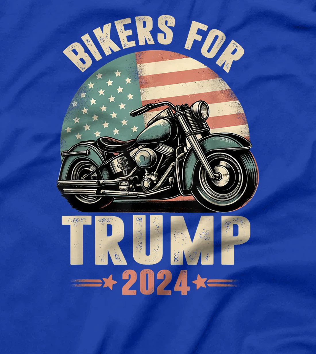 Bikers For Trump 2024 Motorcycle US American Flag Patriotic T-Shirt