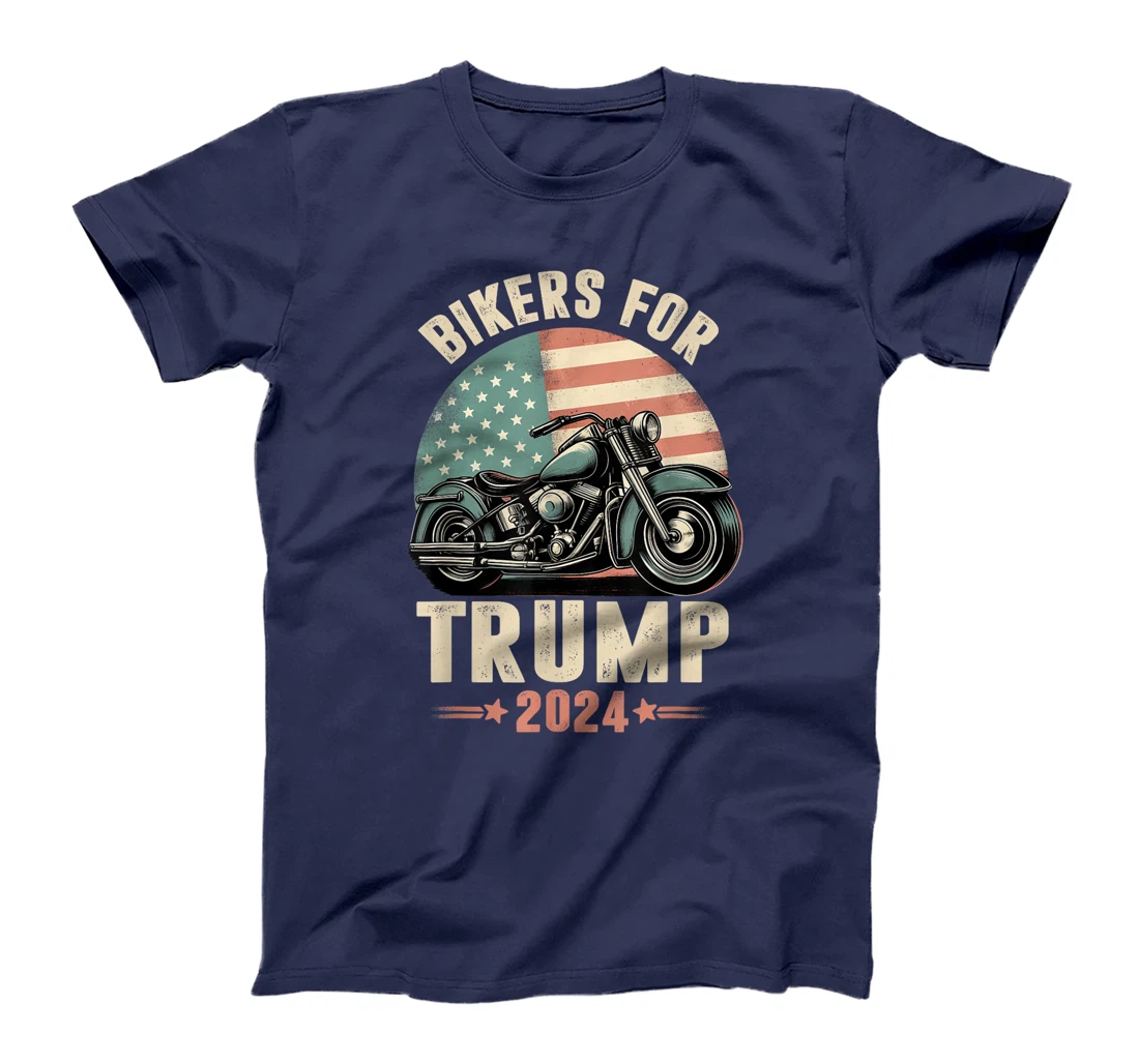 Bikers For Trump 2024 Motorcycle US American Flag Patriotic T-Shirt