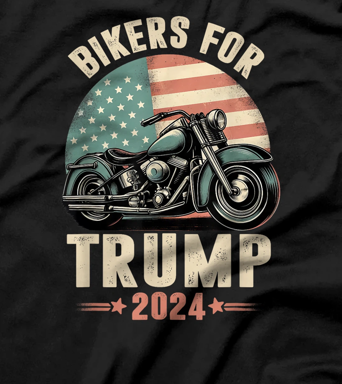 Bikers For Trump 2024 Motorcycle US American Flag Patriotic T-Shirt