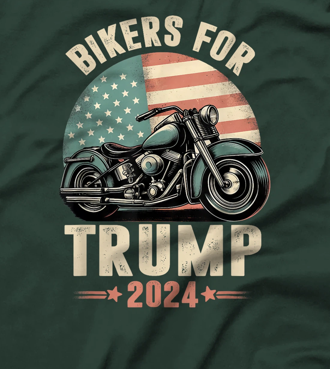Bikers For Trump 2024 Motorcycle US American Flag Patriotic T-Shirt