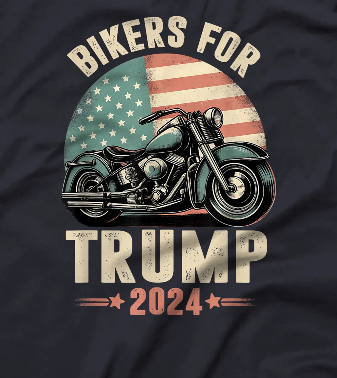 Bikers For Trump 2024 Motorcycle US American Flag Patriotic T-Shirt