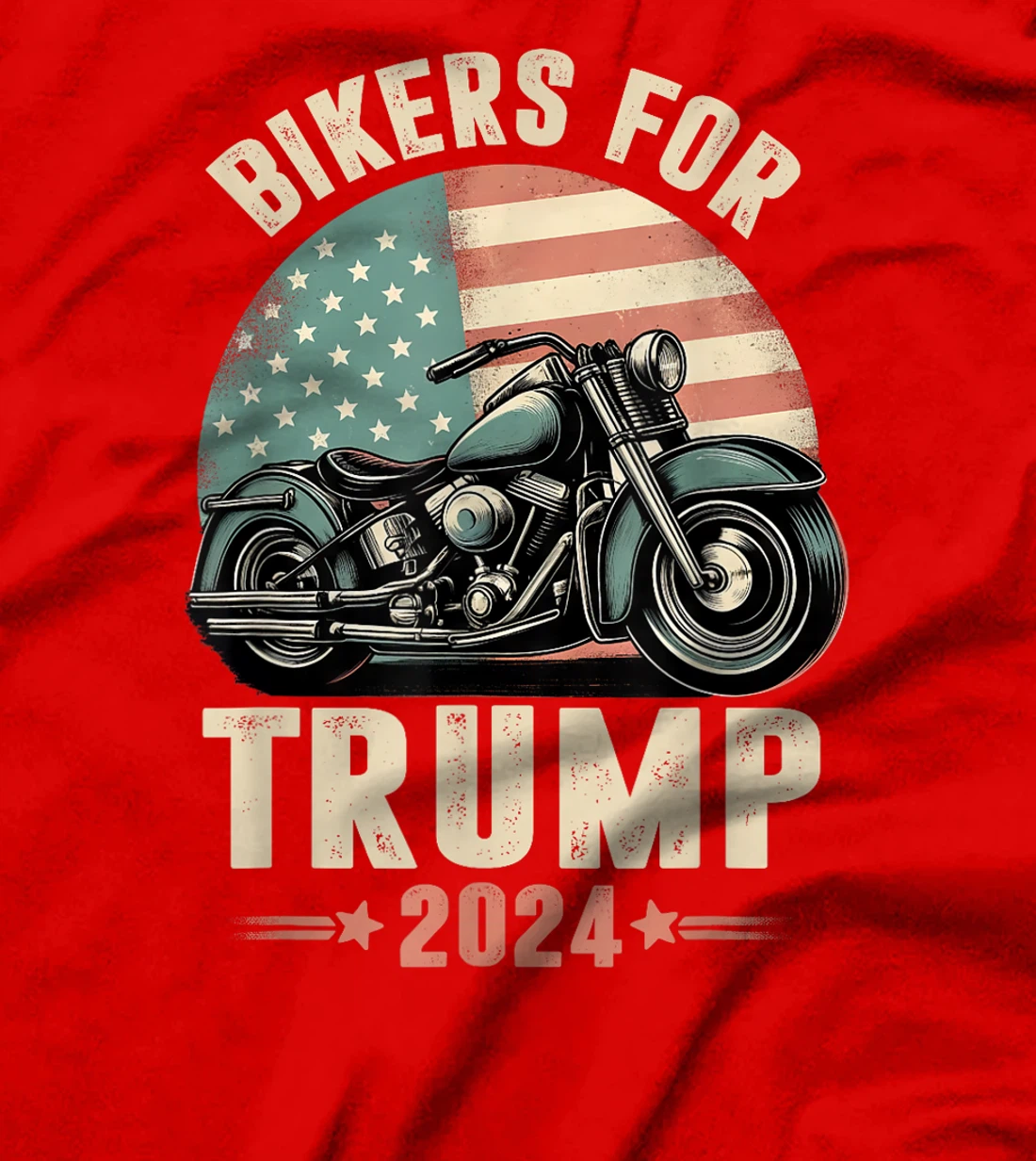 Bikers For Trump 2024 Motorcycle US American Flag Patriotic T-Shirt
