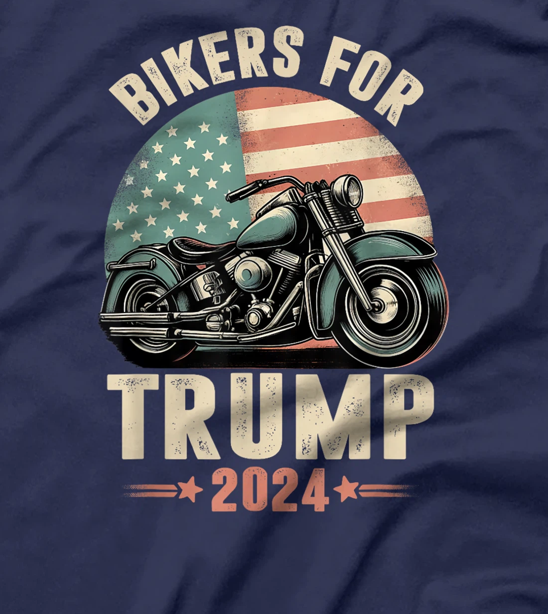 Bikers For Trump 2024 Motorcycle US American Flag Patriotic T-Shirt