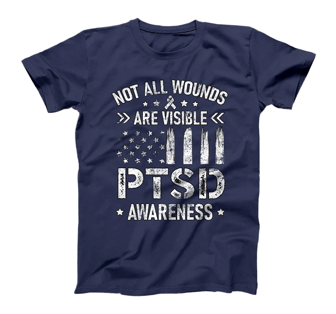 Womens Not All Wounds Are Visible PTSD Awareness US Veteran Soldier T-Shirt