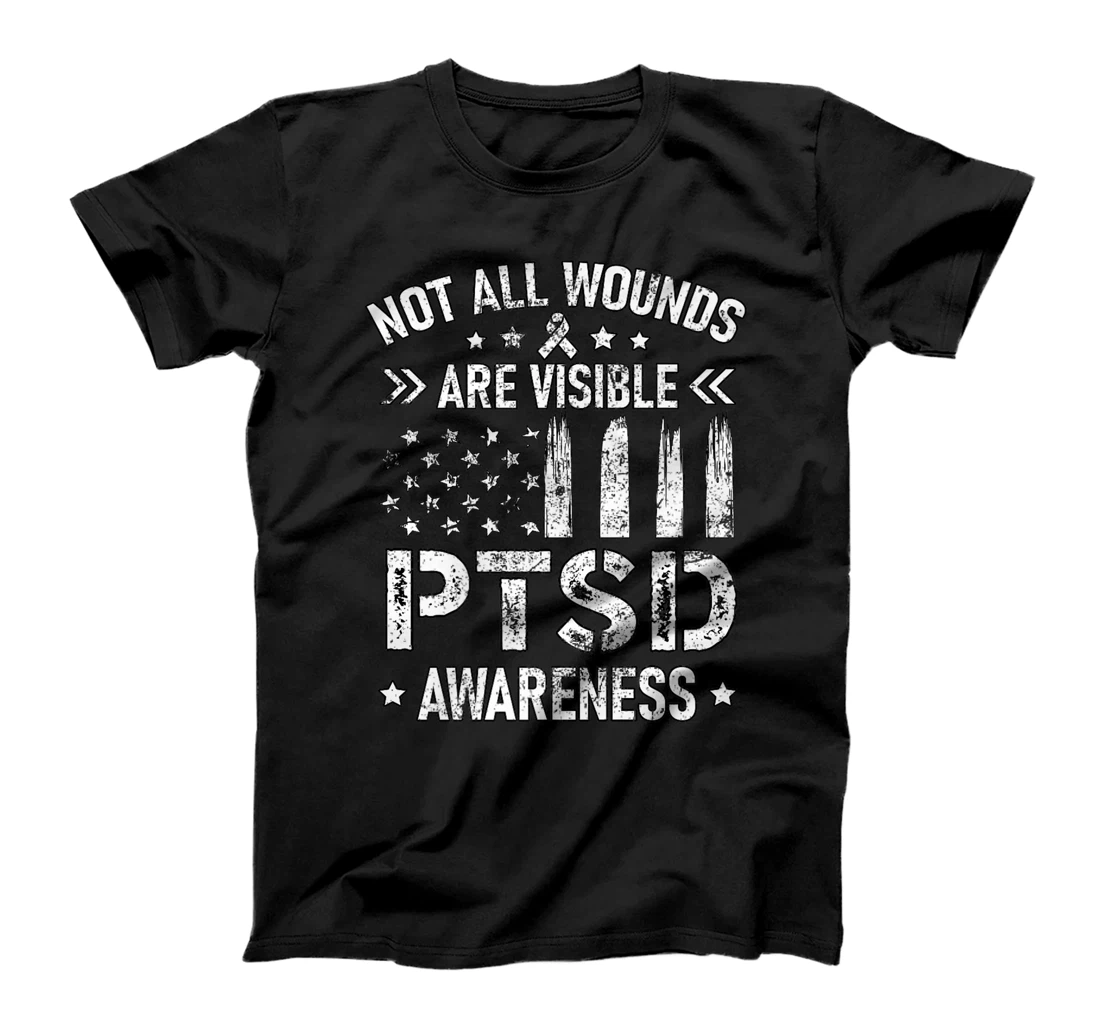 Womens Not All Wounds Are Visible PTSD Awareness US Veteran Soldier T-Shirt