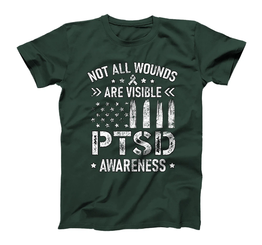 Womens Not All Wounds Are Visible PTSD Awareness US Veteran Soldier T-Shirt