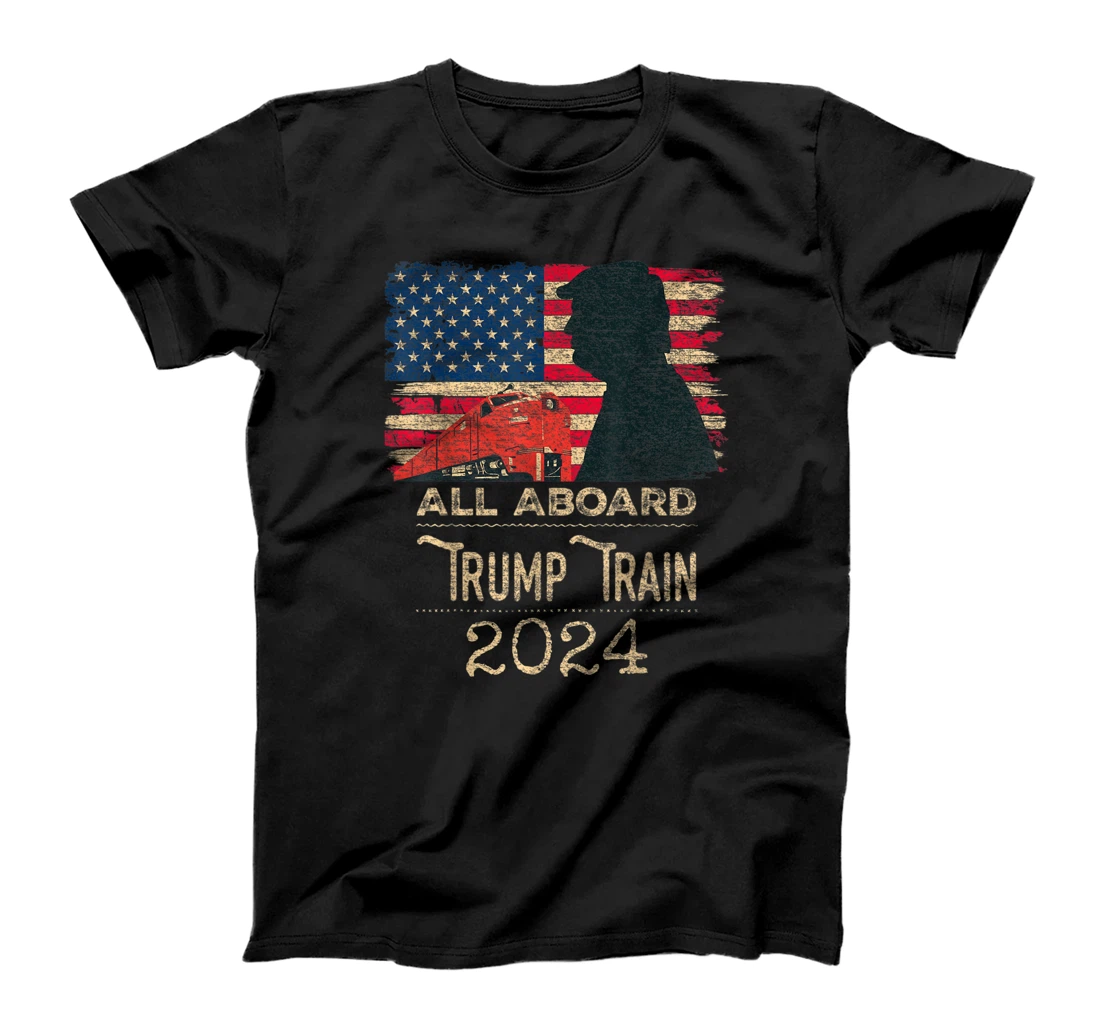 Trump Train 2024 Trump For President USA Flag Distressed T-Shirt