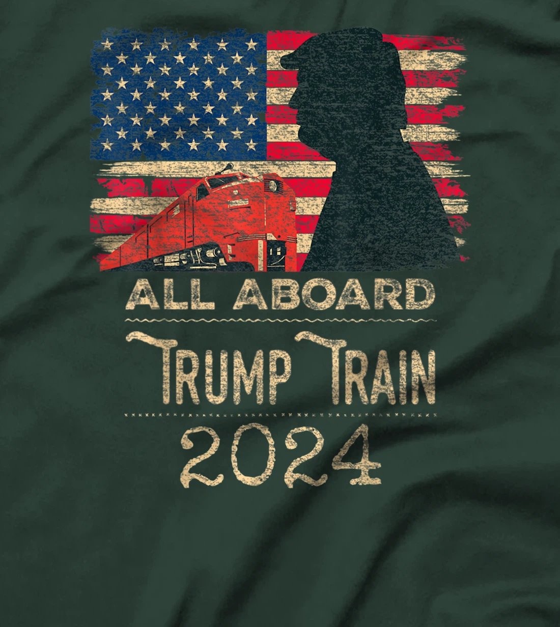 Trump Train 2024 Trump For President USA Flag Distressed T-Shirt