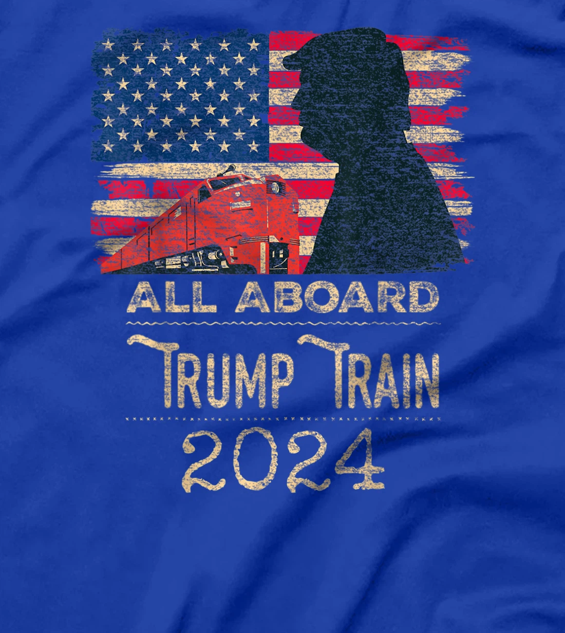 Trump Train 2024 Trump For President USA Flag Distressed T-Shirt