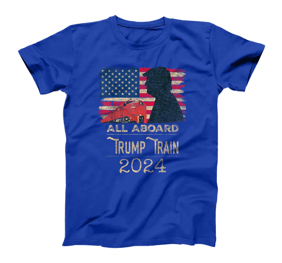 Trump Train 2024 Trump For President USA Flag Distressed T-Shirt