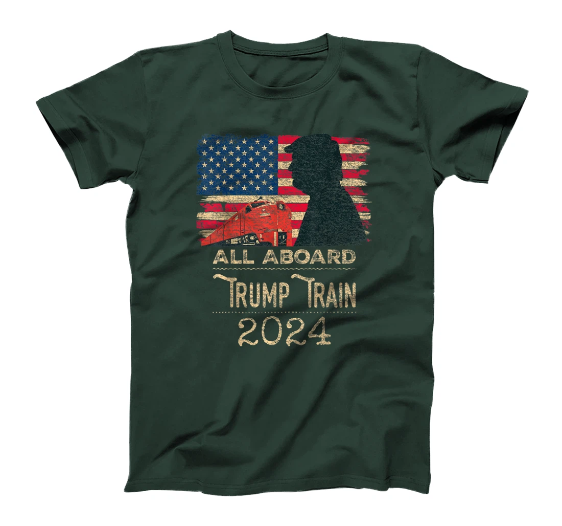 Trump Train 2024 Trump For President USA Flag Distressed T-Shirt