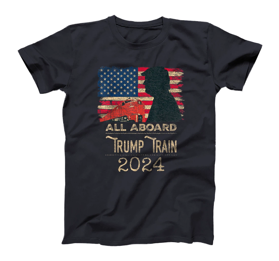 Trump Train 2024 Trump For President USA Flag Distressed T-Shirt