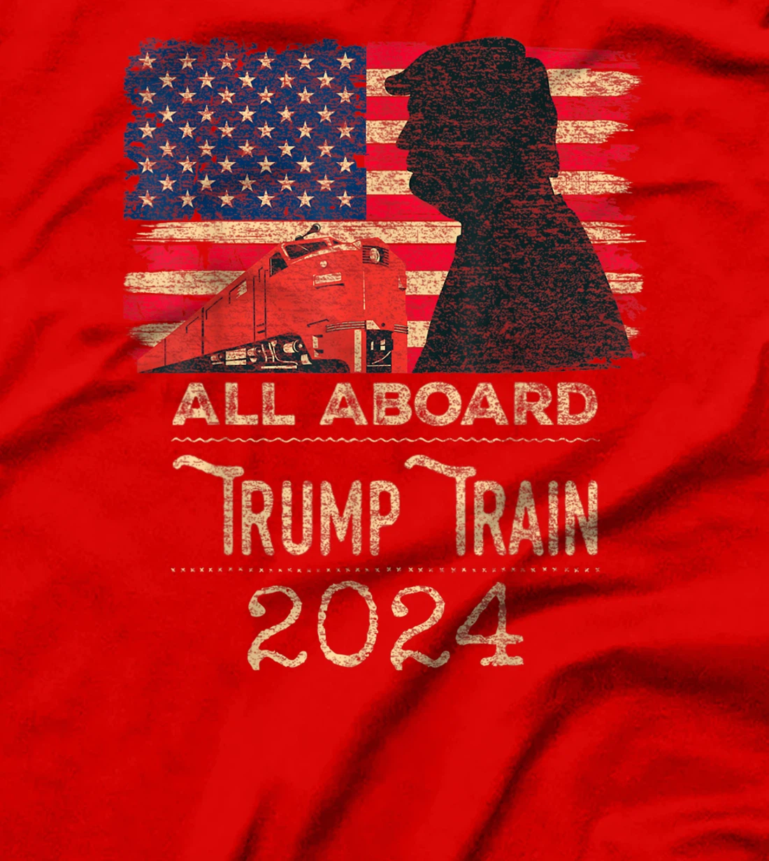 Trump Train 2024 Trump For President USA Flag Distressed T-Shirt