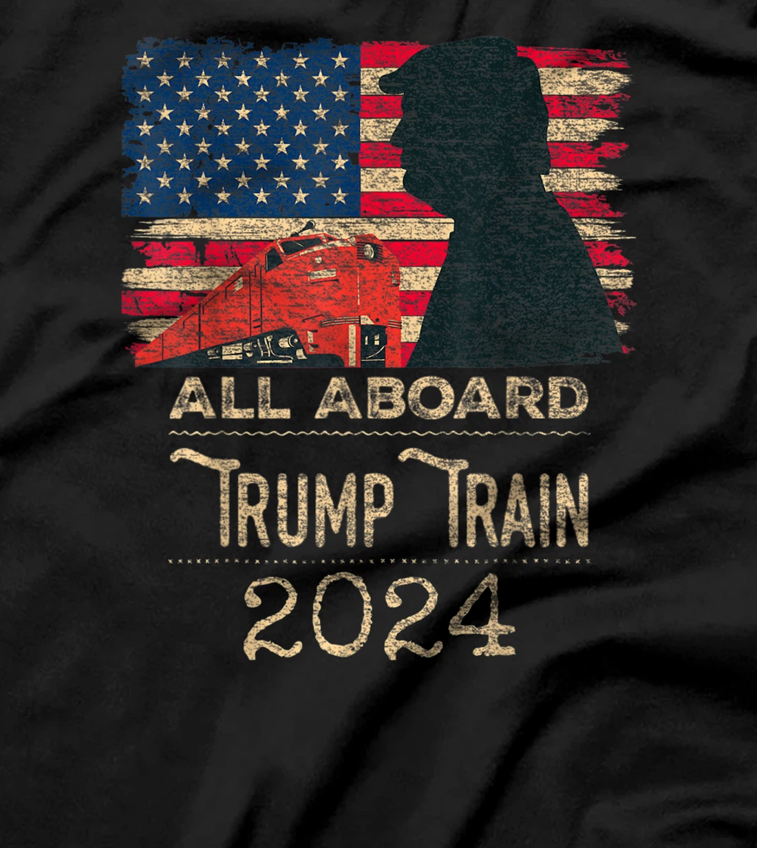 Trump Train 2024 Trump For President USA Flag Distressed T-Shirt