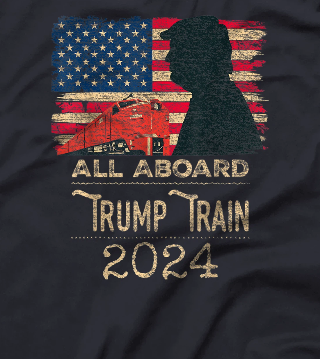 Trump Train 2024 Trump For President USA Flag Distressed T-Shirt