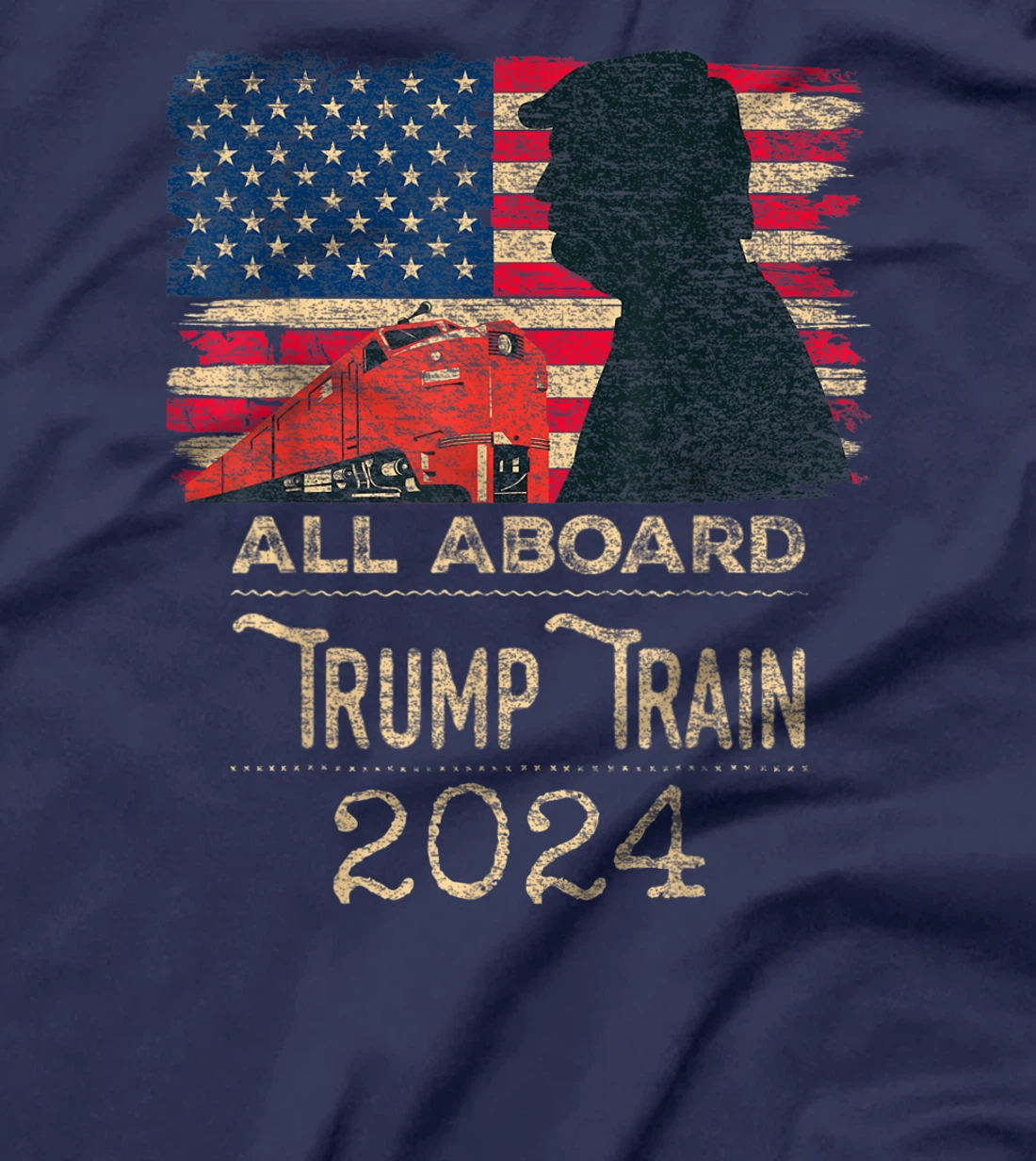 Trump Train 2024 Trump For President USA Flag Distressed T-Shirt