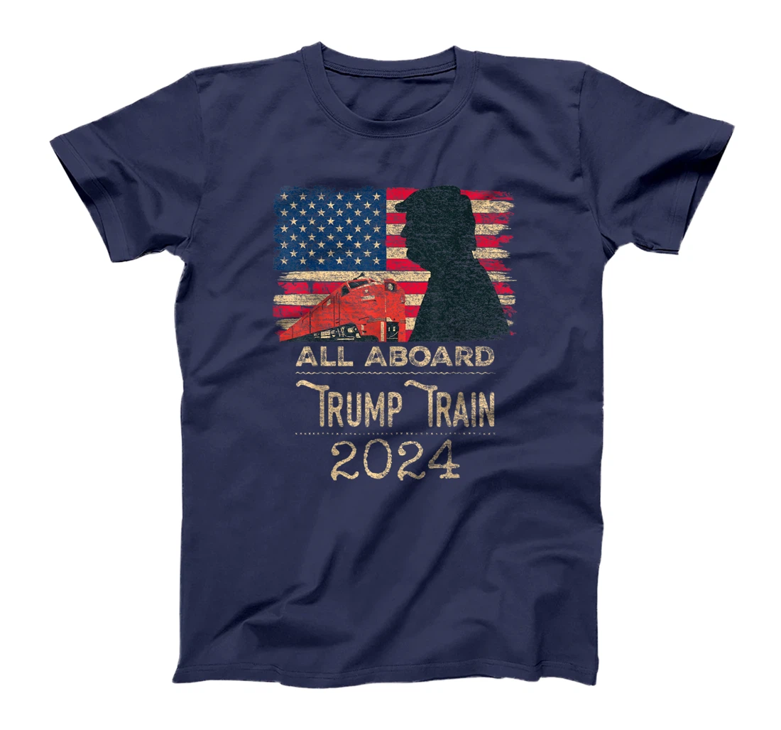 Trump Train 2024 Trump For President USA Flag Distressed T-Shirt