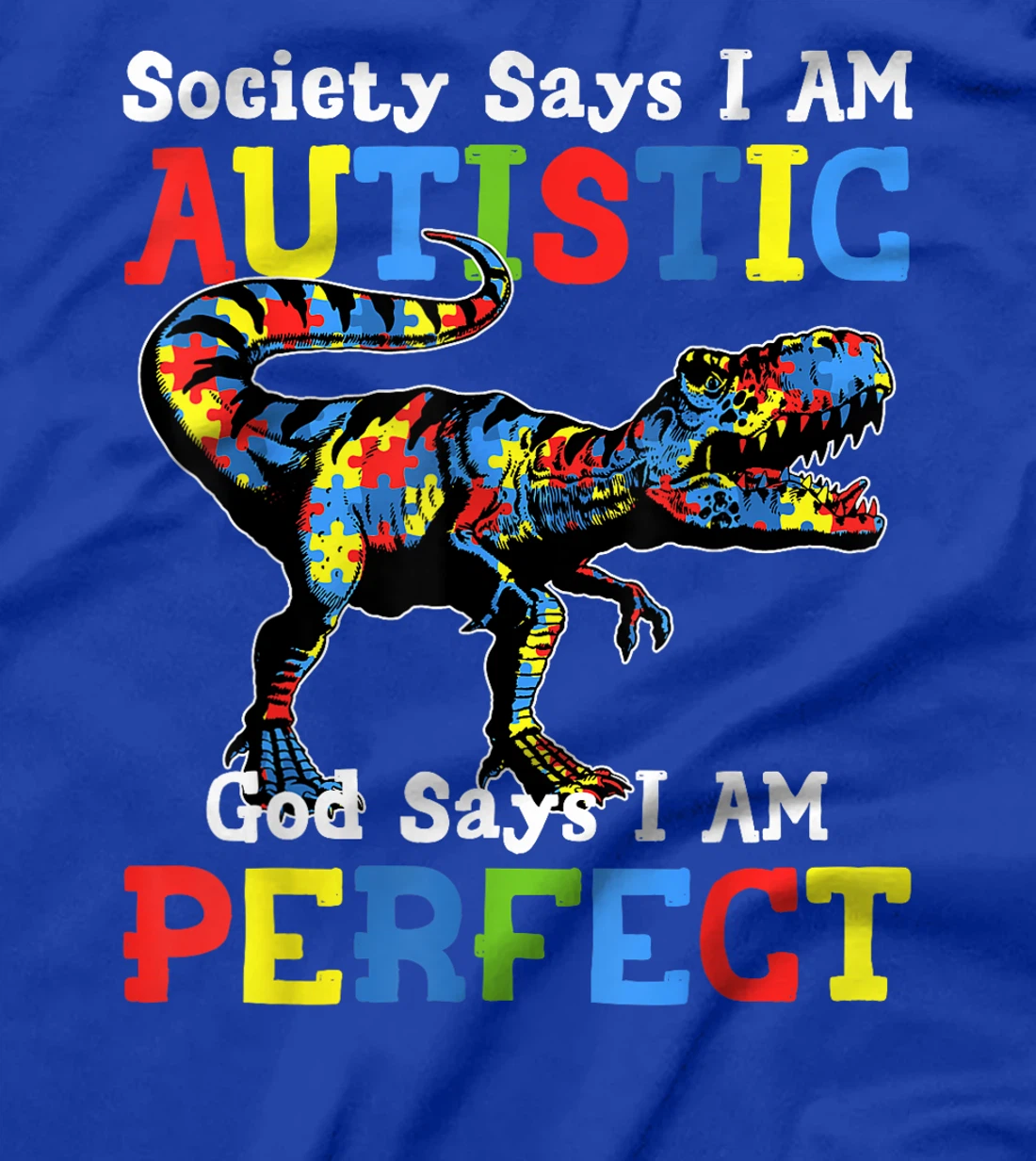 Autism Dinosaur Society Say Im Autistic God Says I'm Perfect T-Shirt