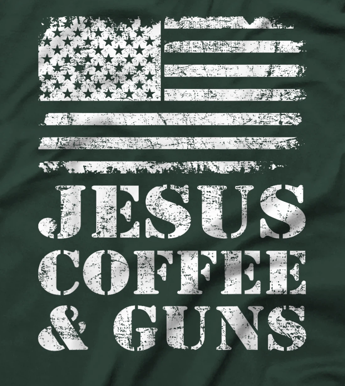Jesus Coffee & Guns - Funny Christian Pro God & Gun USA Flag T-Shirt