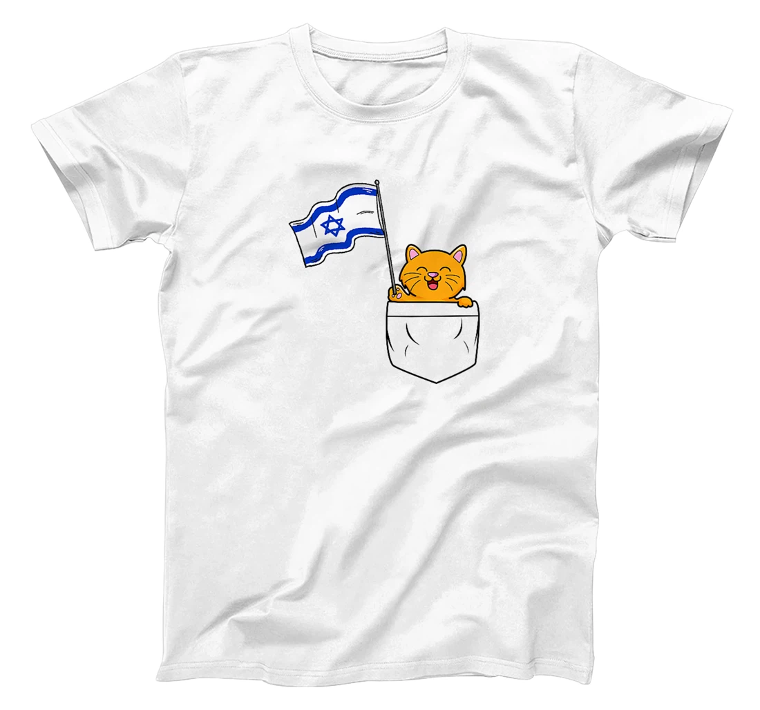 Cute Cat Hold Israel Flag Israeli Cats T-Shirt