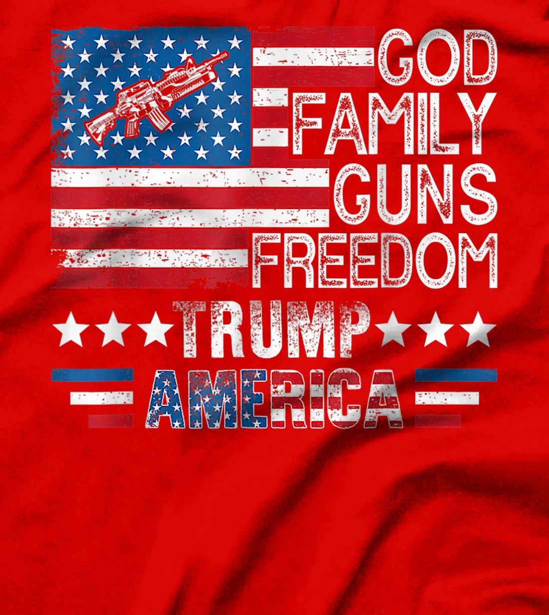 God Family Guns & Freedom Pro Trump 2024 MAGA American Flag T-Shirt