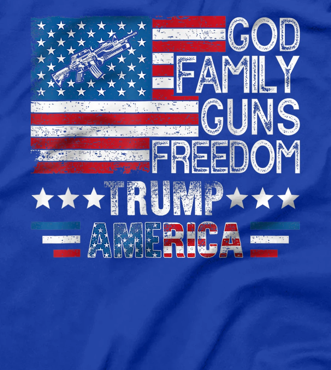 God Family Guns & Freedom Pro Trump 2024 MAGA American Flag T-Shirt